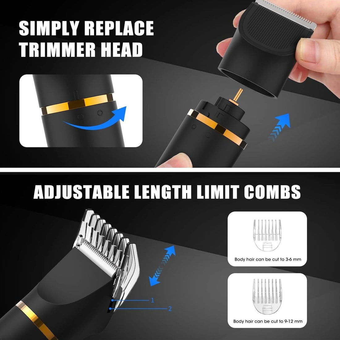 3 in 1 Waterproof Body Groin Trimmer for Men 10667563811150-1