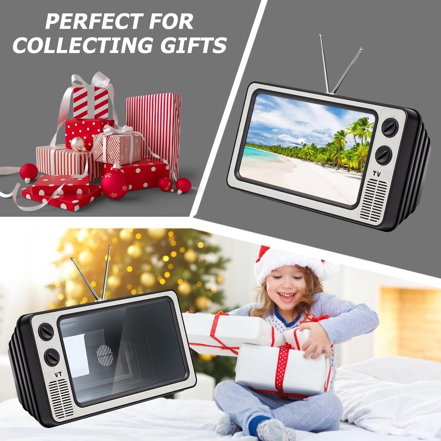 Retro Tv Phone Holder & Bluetooth Speaker 91410389-brown