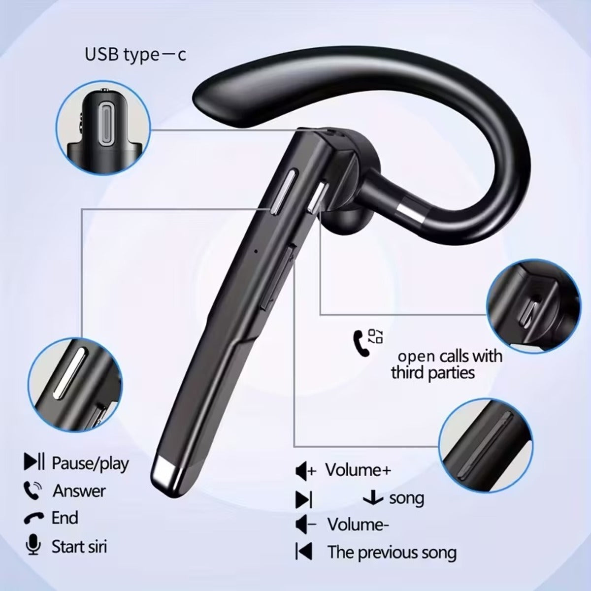 Trucker Dual Mic Wireless Bluetooth 5.1 Noise Cancelling Headset – Clear, Hands-Free Communication SH1751817214987860914