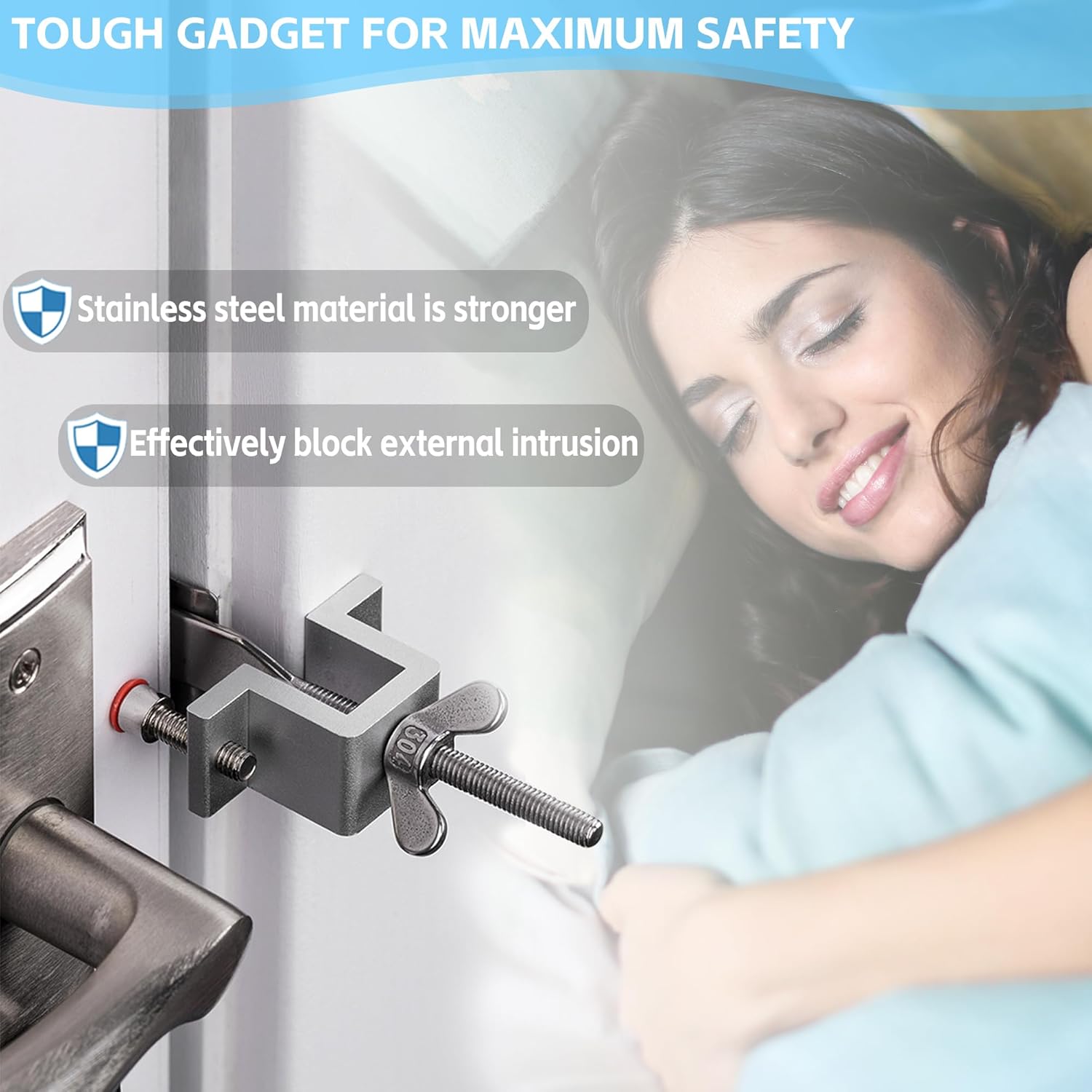 Gdfox Heavy-Duty Portable Door Lock,Travel Security Door Lock,Ideal For Travel, Home, Hotels, Apartments - Universal Dual-Adjustable Door Locku2026