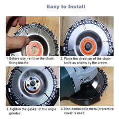 Chainsaw Wood Carving Disc for Angle Grinder - Circular Cutting Blade