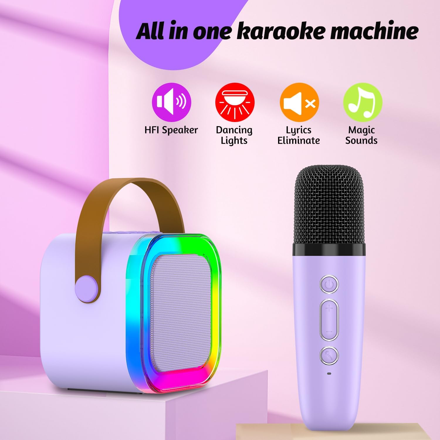 Portable Bluetooth Karaoke Machine With Rgb Subwoofer