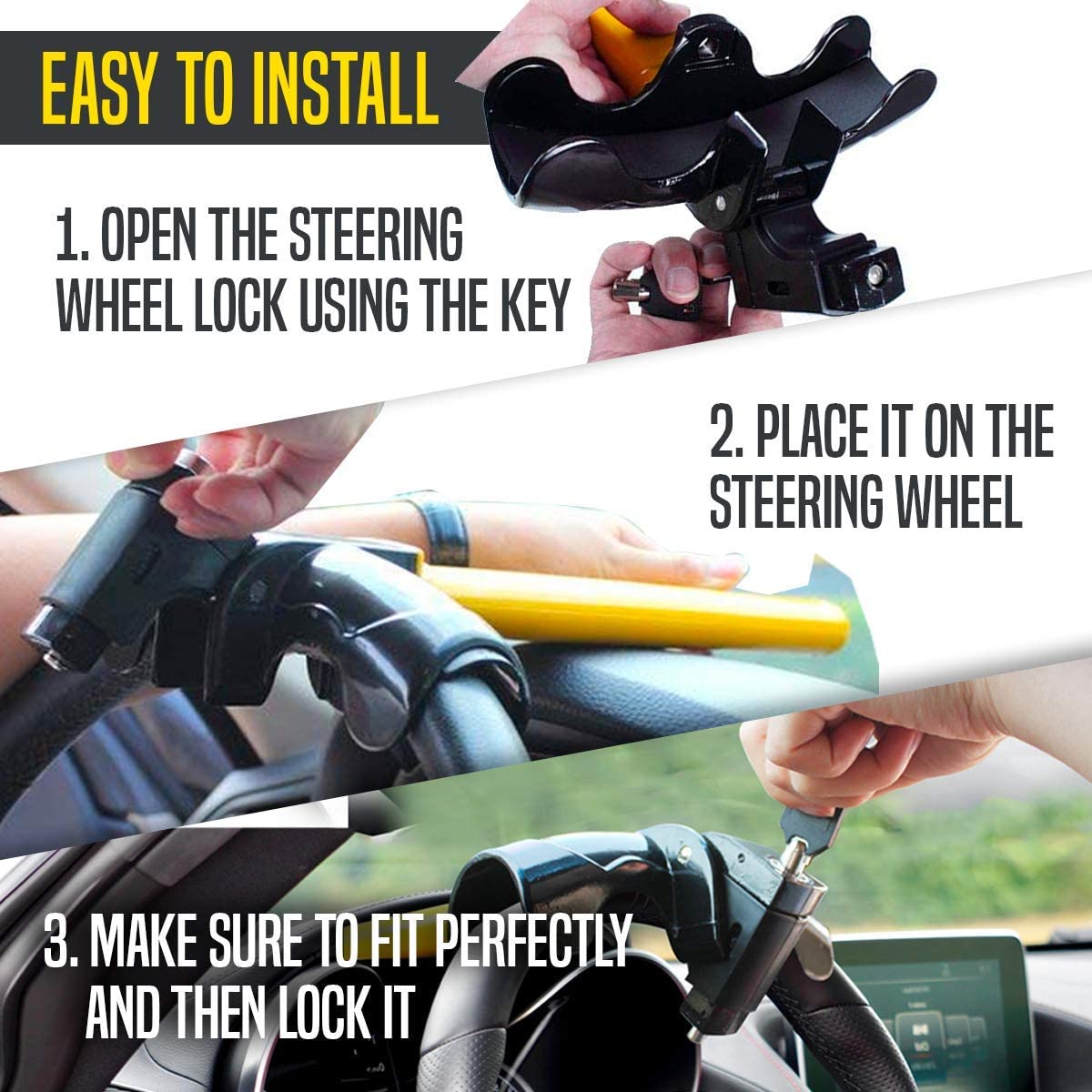 Universal Anti-Theft Car Steering Wheel Lock