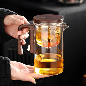 Glass Teapot With Wooden Handle