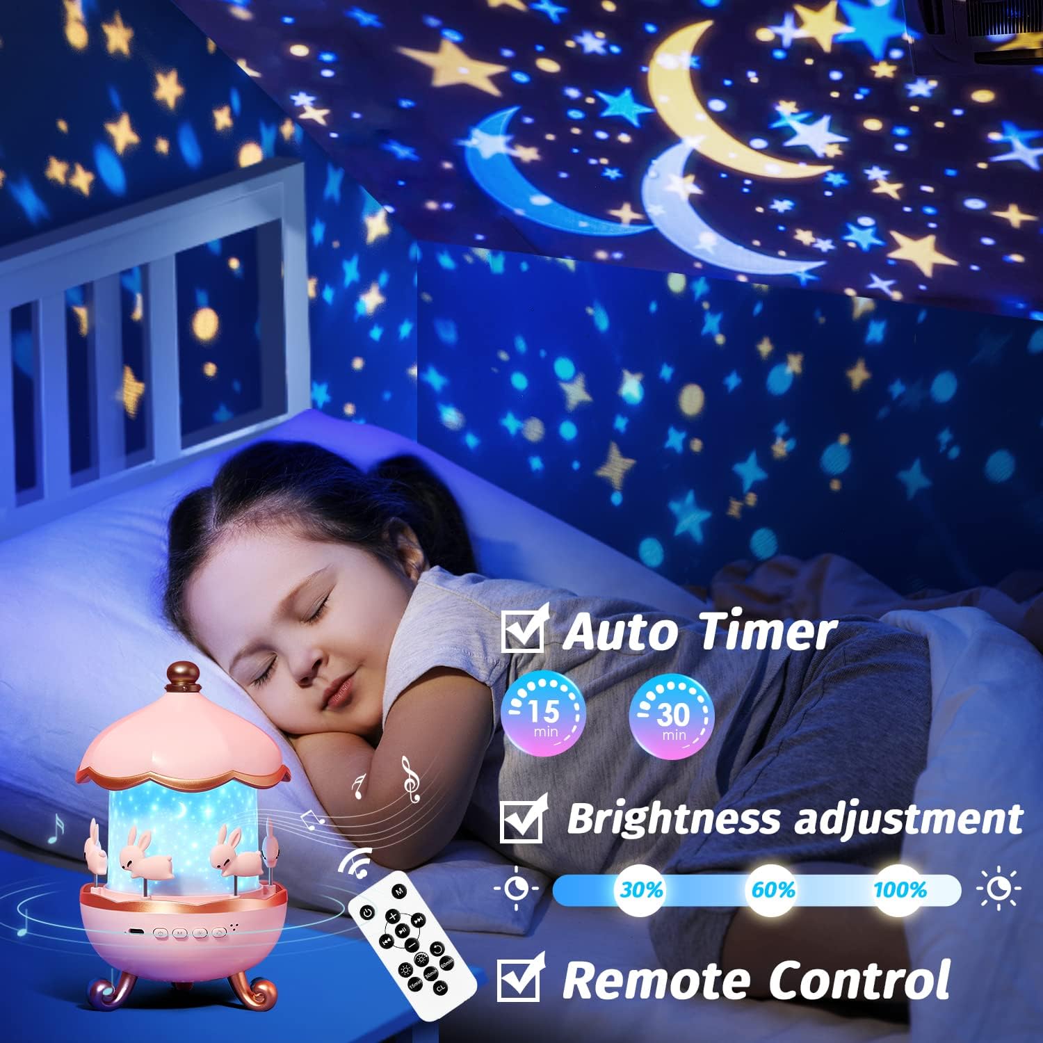 One Fire Kids Night Light Projector,Kawaii Room Decor 15 Films+10 Sound Machine Baby Night Lights For Nursery, Remote Toddler Night Light For Kids,Rechargeable Nightlight For Kids Room,Baby Girl Gifts