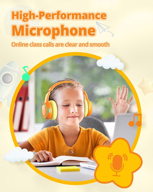 Tronsmart Kh03 Kids Noise Cancelling Bluetooth Headphones, Safe Volume Control, Wireless Headphones With Light & Microphone, 70H Playtime, Built-In Audio Cable, For School/Travel/Airplane(Orange)