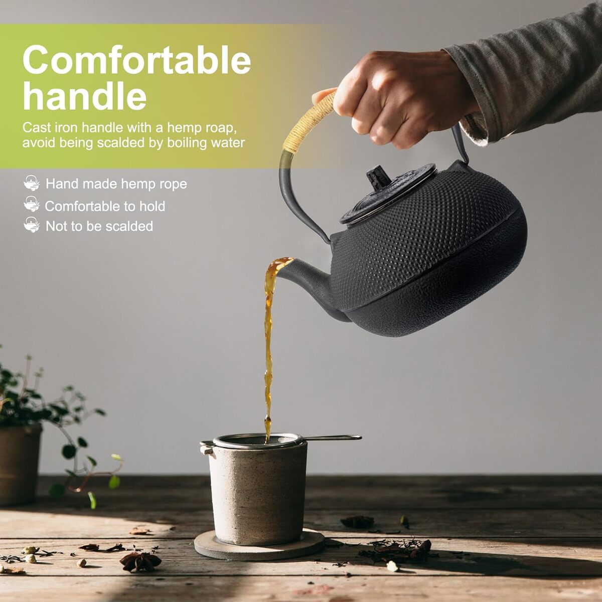 Japanese Cast Iron Teapot with Infuser - Heat Retaining (600/800/1200ml)