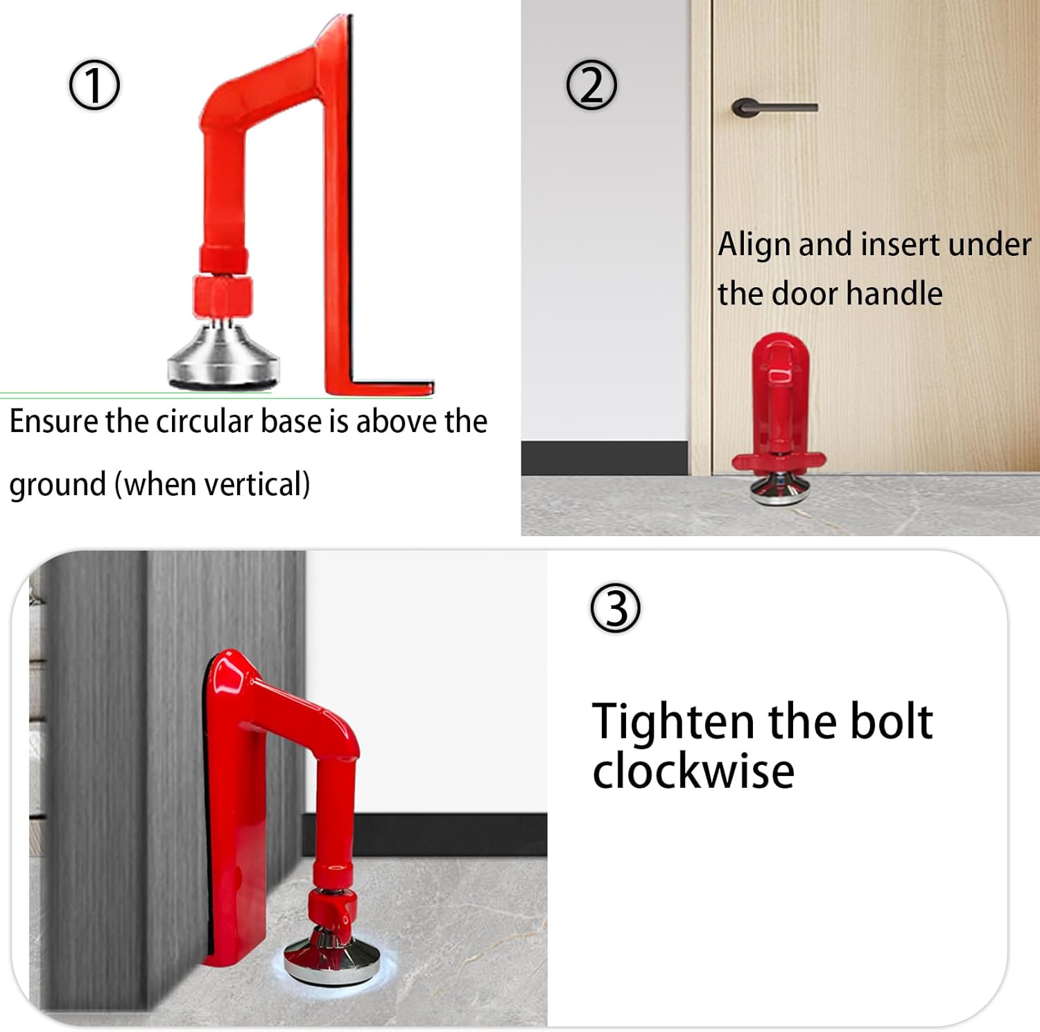 Door Stoppers Security - Portable Door Lock For Travel Anti Theft Door Blocker, Hotel Room Apartment Safety - No Drill Garage Door Brace Devices For Women, Children - Sleep With Peace Of Mind