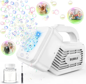 Panacare Portable Bubble Machine For Kids Automatic Bubble Maker Blower With Bubble Solution / 20000+ Bubbles Per Minute Bubble Toys For Ideal Outdoor Party Birthday Gift For Toddlers