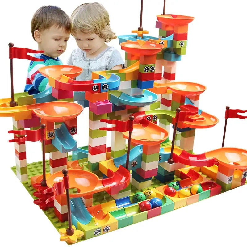 77-308Pcs Marble Race Run Big Block Compatible Duploed Building