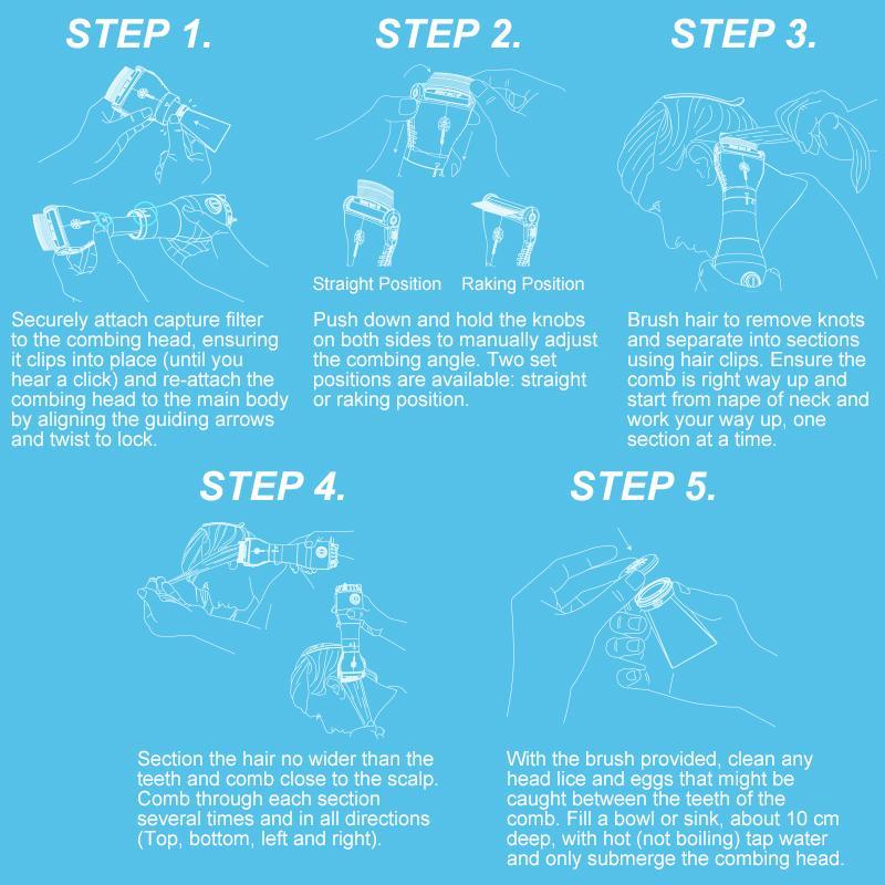 Electric Lice Comb Head Vacuum Lice Removal Without Chemical
