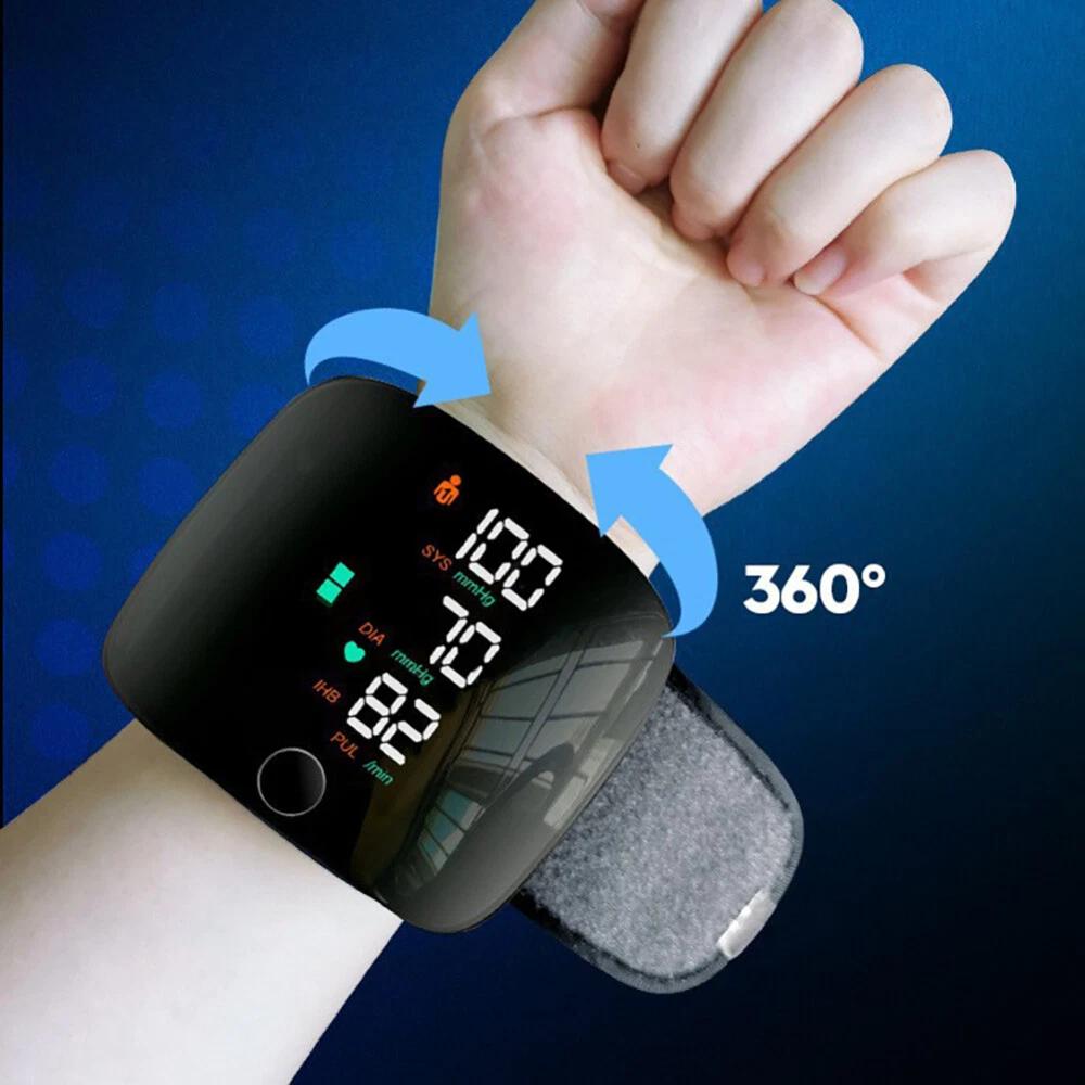 Smart Wrist Blood Pressure Monitor – Electronic Portable Sphygmomanometer with Voice Alerts
