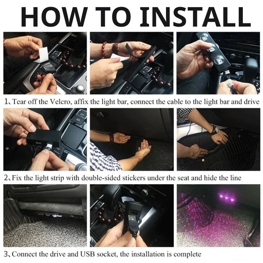 Car Interior Ambient Lights(Contains 4 light bars)