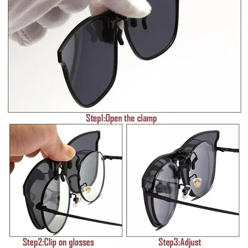 Polarized Clip On Sunglasses Men Photochromic Car Driver Goggles Night Vision Glasses Anti Glare Vintage Square Glasses SH1751817214987861000