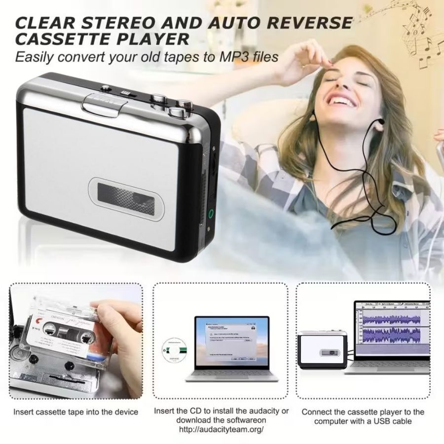 Walkman USB Cassette Capture to MP3 Converter 6149048402118-1