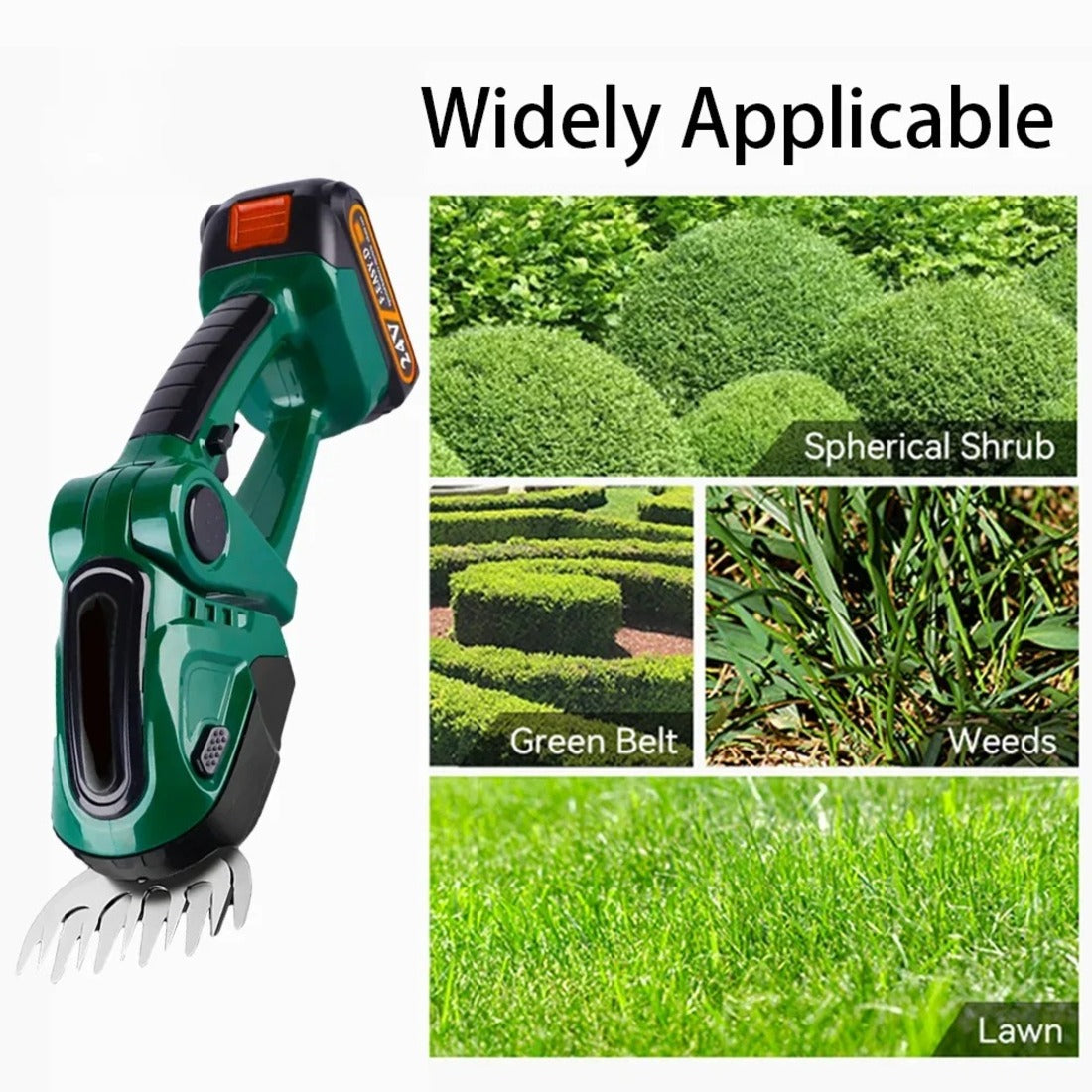 Cordless Hedge & Shrub Trimmer - 2-in-1 Cutting Heads, Lightweight & Ergonomic for Effortless Garden Maintenance 9952492224833-1