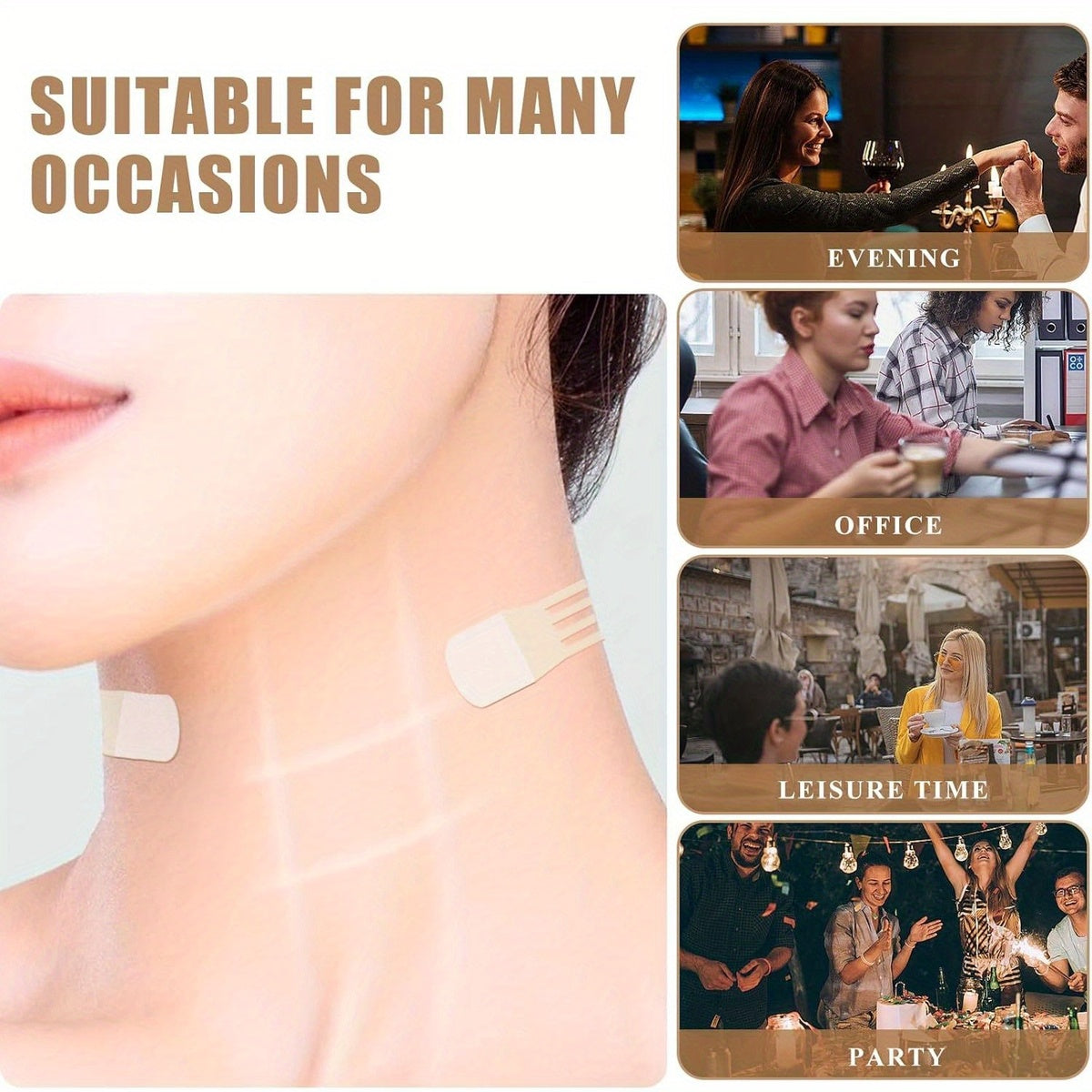 Set 20Pc Neck Lifting Tape - Instant Firming & Sculpting Effect - Invisible & Skin-Safe Adhesive 15170501607750-1