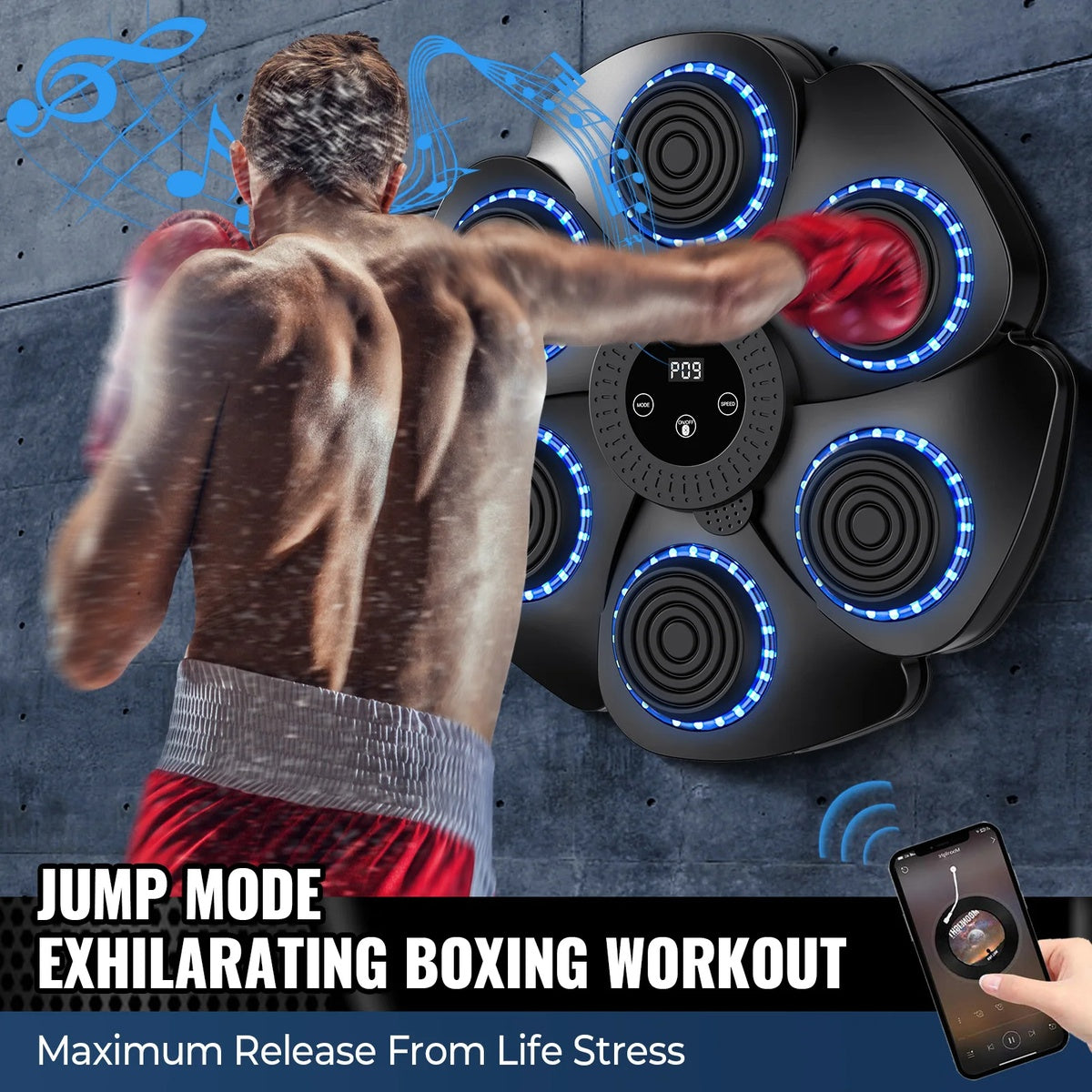 Music Boxing Pad with Targeting Features – Ultimate Punch Machine for Boxing Fitness 9840490152257-1