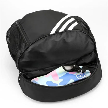Waterproof Sports Drawstring Backpack Large Capacity Shoe Compartment Black 8512795148590-1