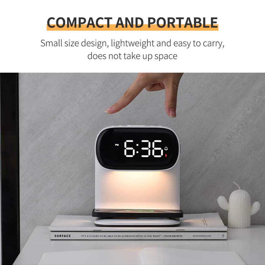 Creative 3-in-1 Bedside Lamp – Wireless Phone Charger & Smart Alarm with LCD Display for a Sleek, All-in-One Nightstand Upgrade 8361995010246-1