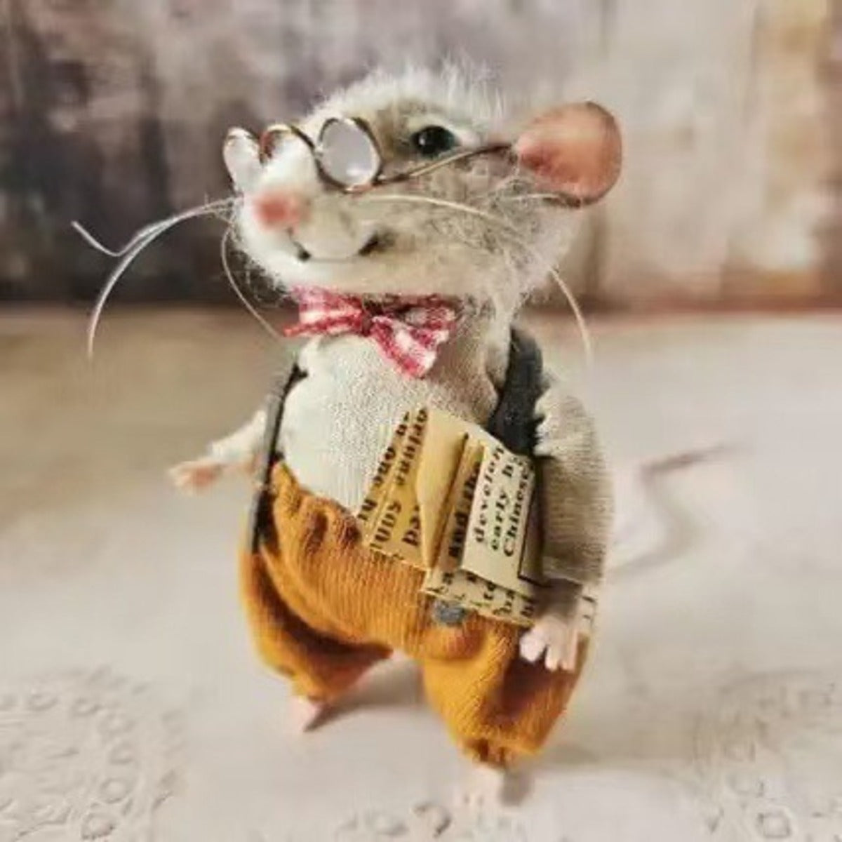 Handmade Felted Mouse Decoration - Eco-Friendly Wool - Holiday Ornament & Gift 15146752409926-1