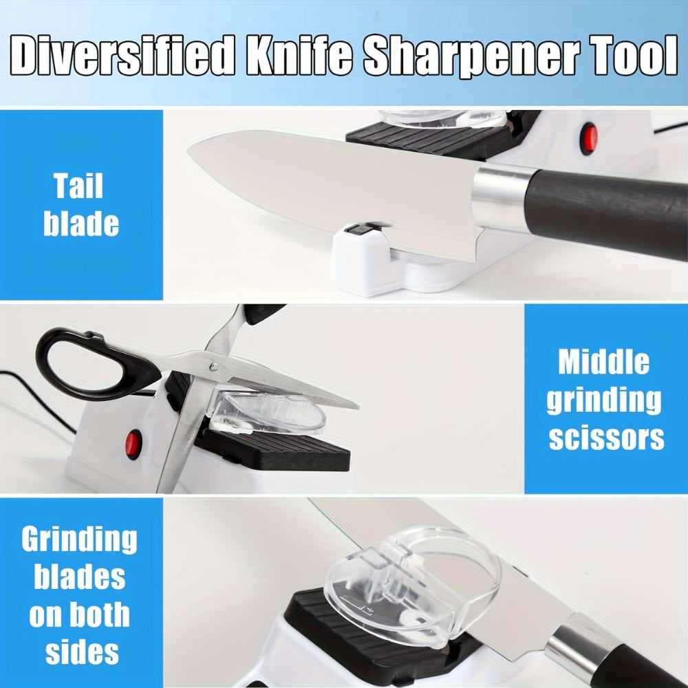 Electric Knife Sharpener - Double-Sided - 5-Second USB Rechargeable Blade Restorer 15146752901446-1