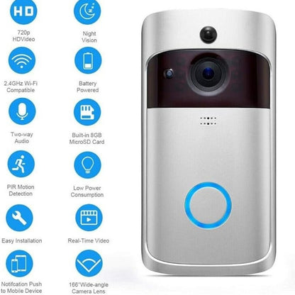 Wireless HD WiFi Video V5 Doorbell - 720P Night Vision, Two-Way Intercom & Motion Alerts for Home Security 9957152129345-1