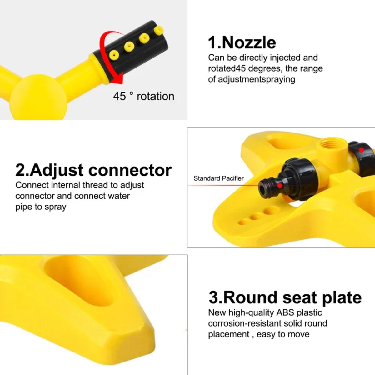 3-Arm Adjustable 360 Rotating Lawn Sprinkler for Gardens -AutoRotating Sprinkler System