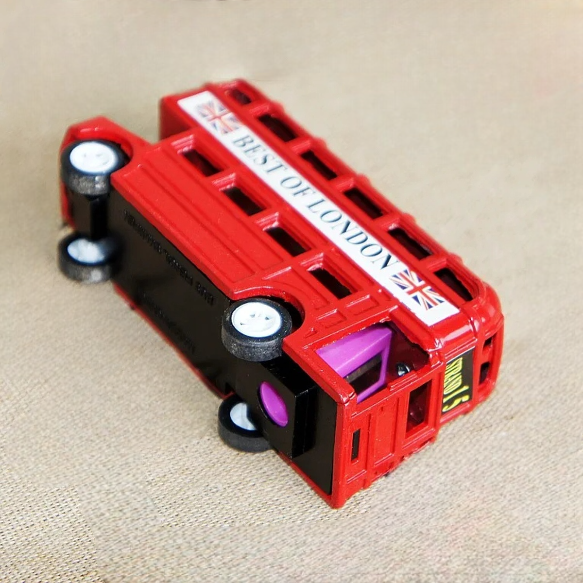 Wooden London Bus Toy – Double Decker Playset with Passengers & Driver 9633821655382-1