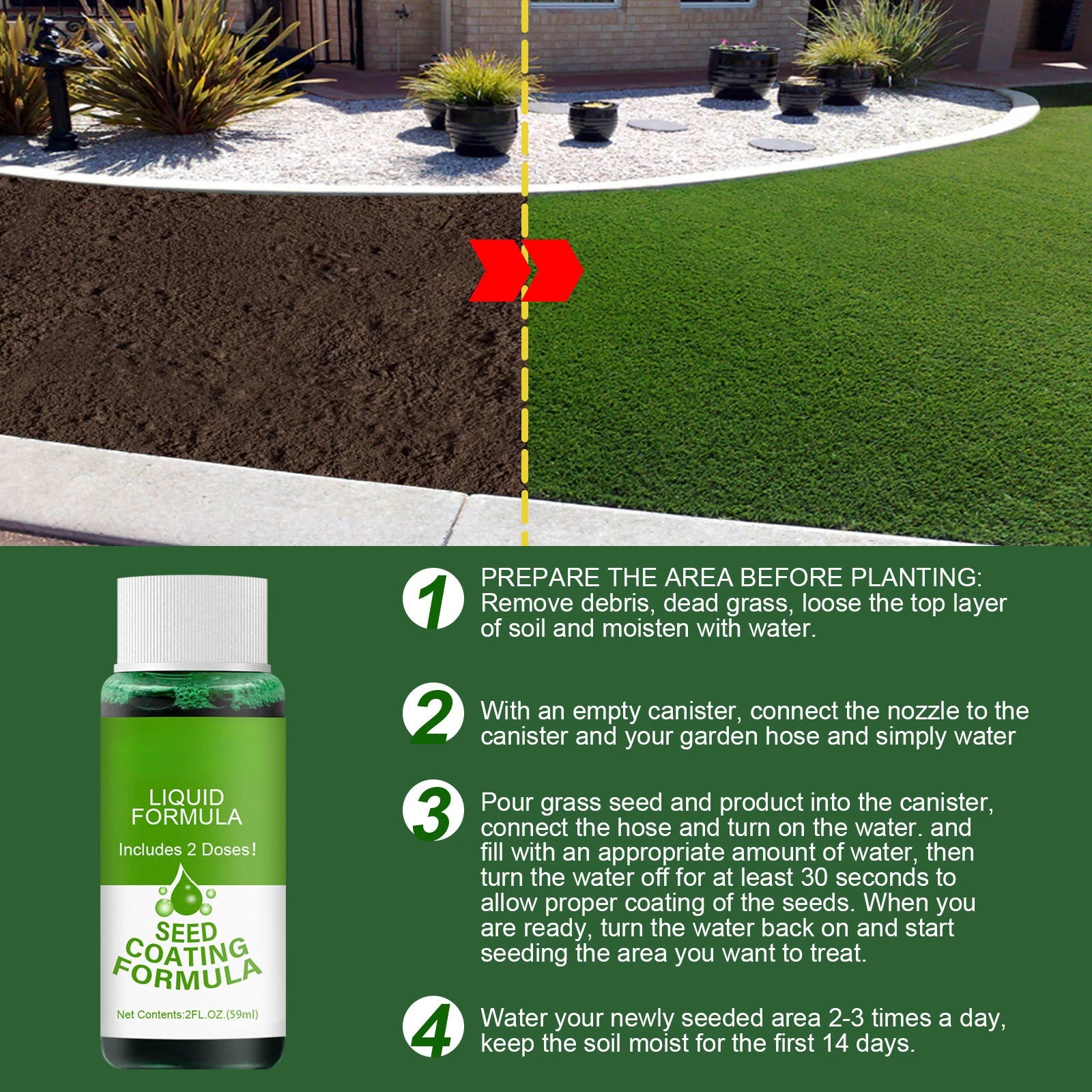 Liquid Lawn Hydro Mousse Spray On Grass Seed - Easy Application for Patchy Lawns & High-Traffic Areas 9945609666881-2