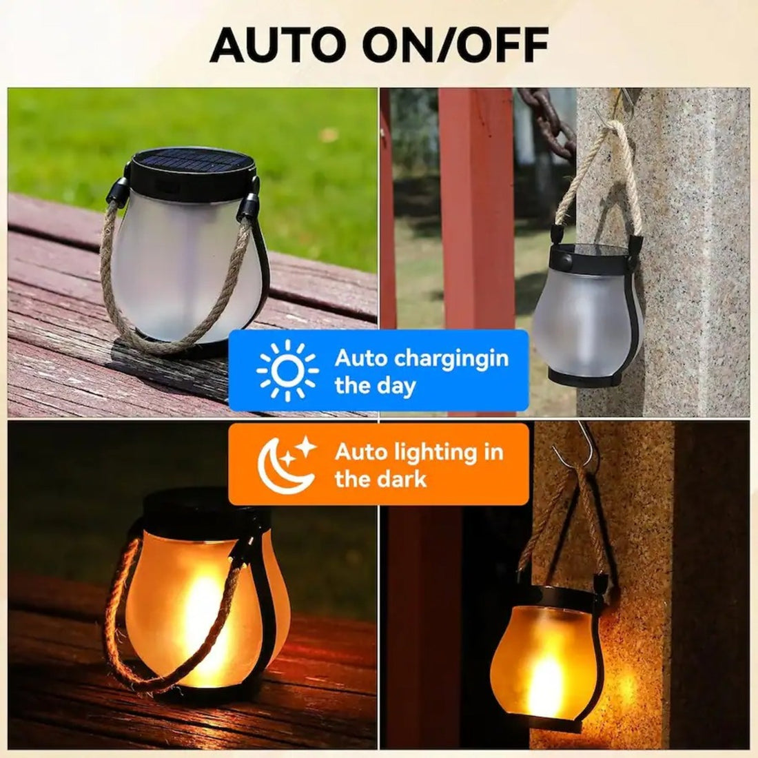 Solar Lantern Outdoor Lamp Waterproof Flame Light For Garden 9213797794035-1