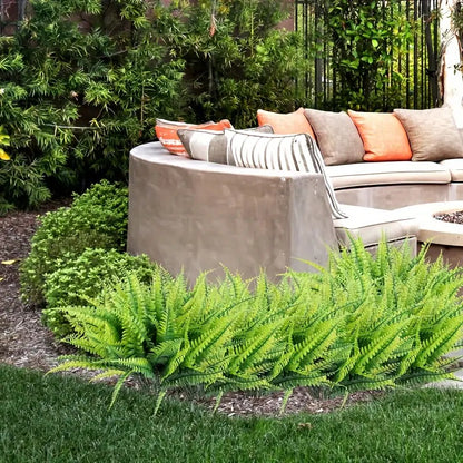2Pc UV Resistant Artificial Boston Fern - Lifelike, Waterproof & Maintenance for Outdoor Décor 9945609568577-1