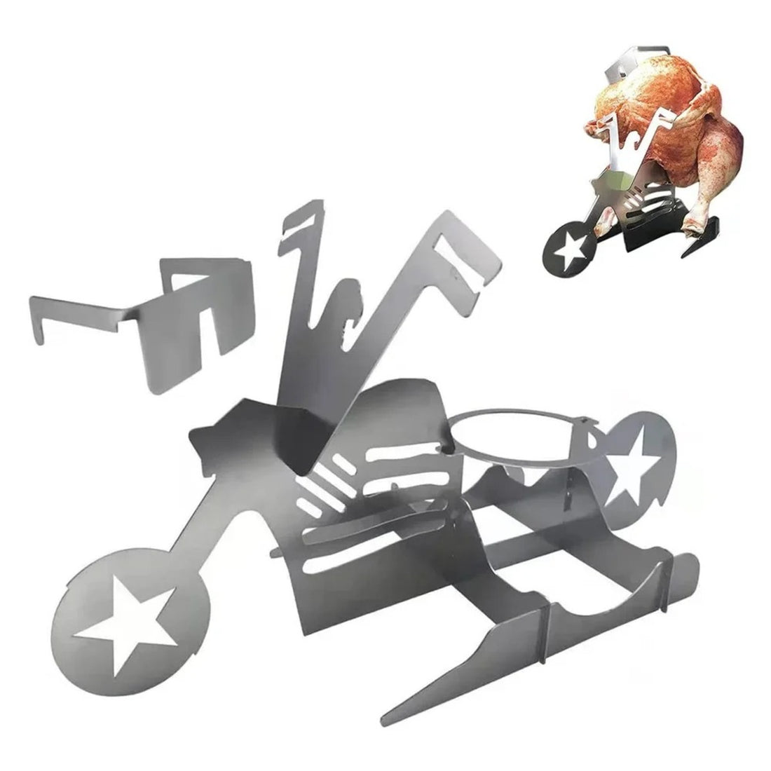 Stainless Steel Chicken Holder Rack For Outdoor BBQ Grill Roasting 6850550300772-1