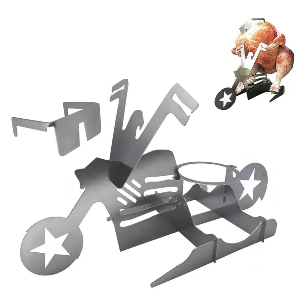 Stainless Steel Chicken Holder Rack For Outdoor BBQ Grill Roasting 6850550300772-1