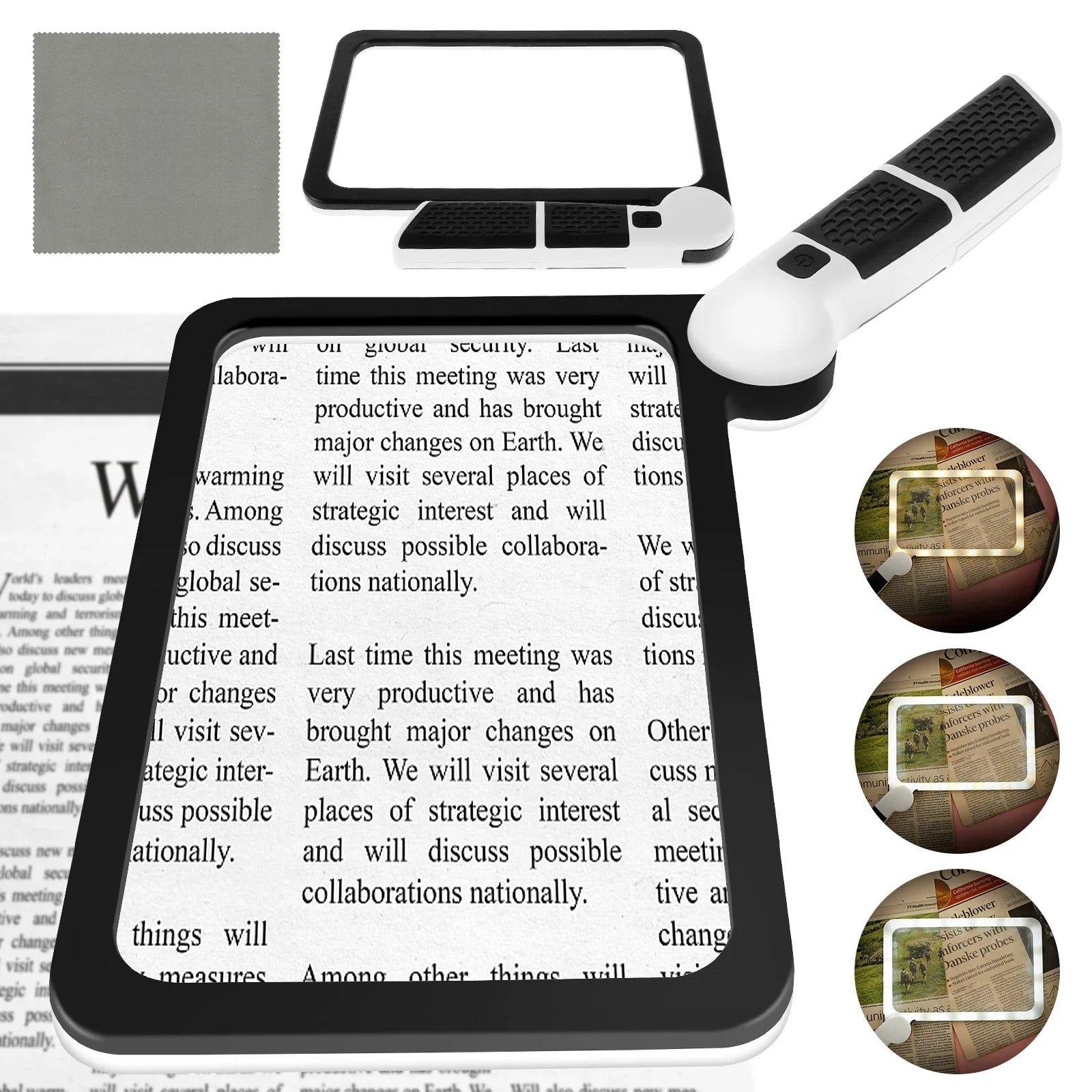Full-Page Handheld Magnifying Glass – 5X Magnification, LED Lighted Magnifier with 3 Modes 9828296851777-1