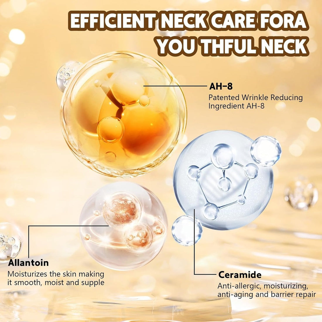 Neck Firming Cream with Roller Applicator - Anti-Aging Moisturizer with AH-8 & Ceramides 15152385261894-1