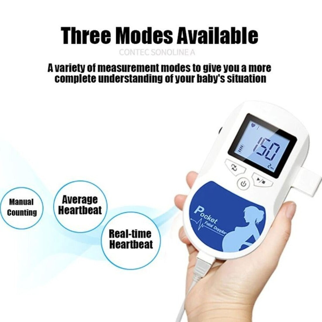 Fetal Heartbeat Doppler - Heart Beat Monitor Backlight LCD 7771327037638-1