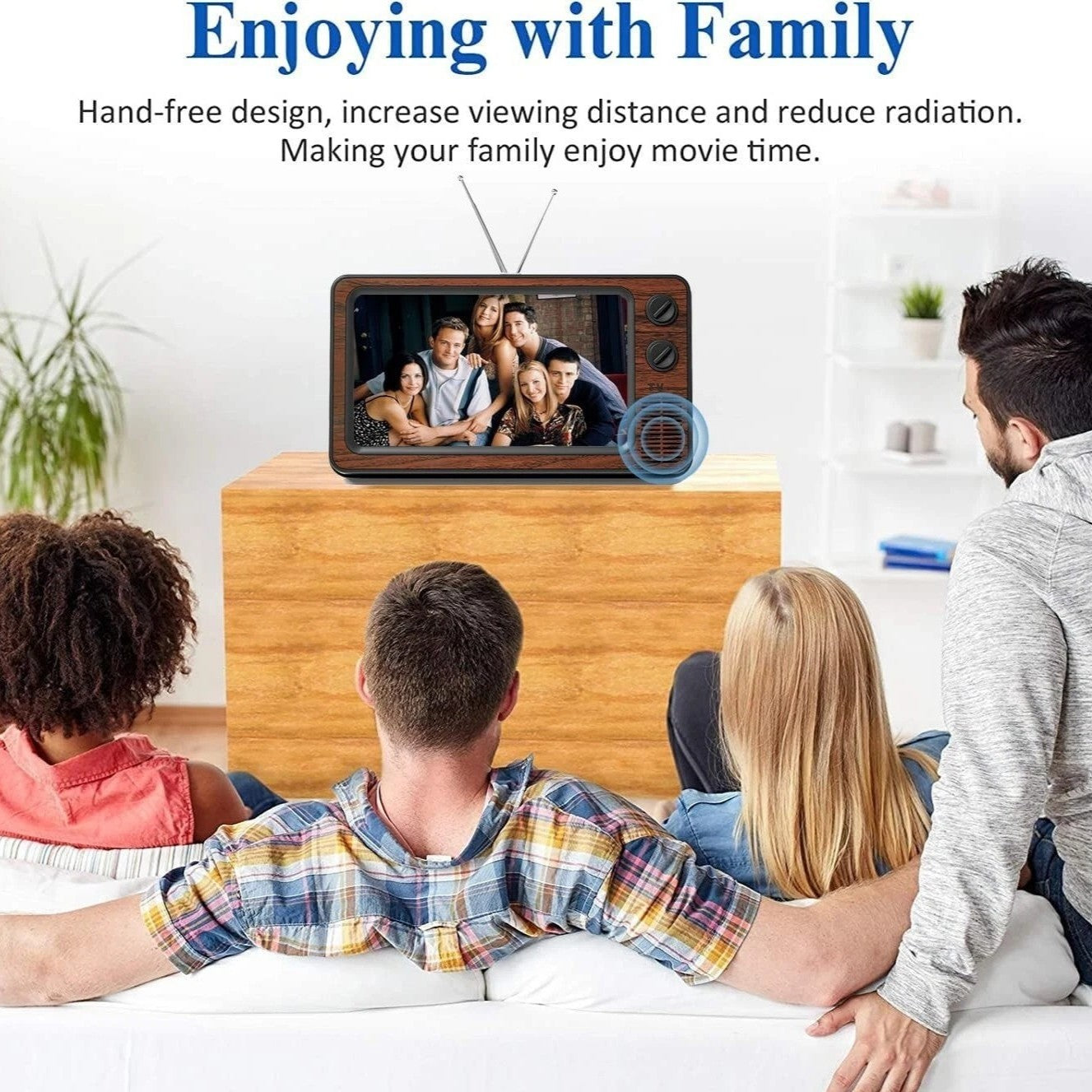 Retro Tv Phone Holder & Bluetooth Speaker 91410389-brown