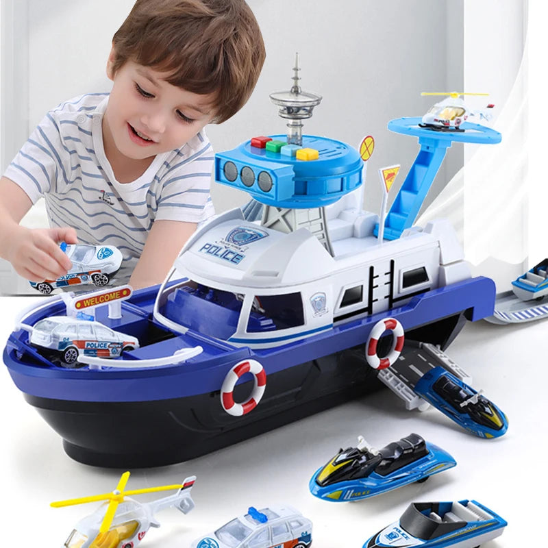 Kids' Multi-Vehicle Boat Rescue Hero Playset With Lights & Sound 15666973999453-1