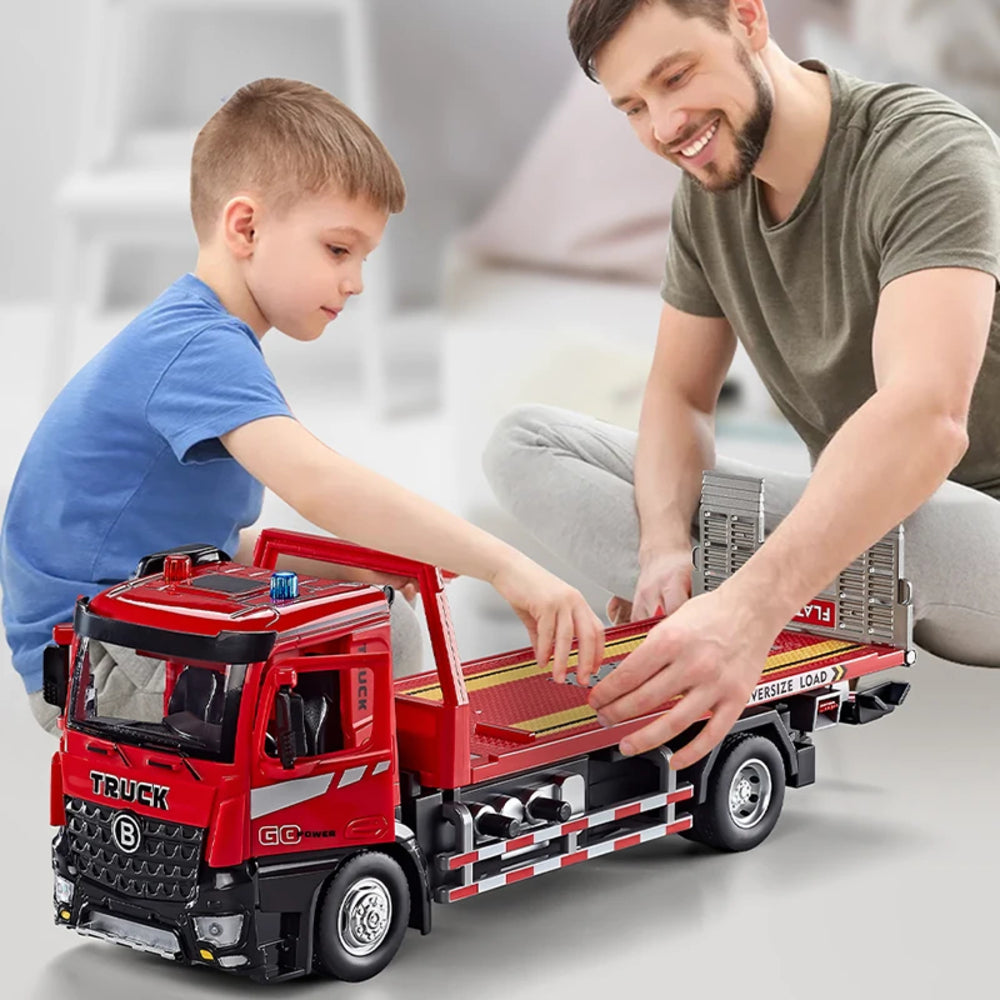 Kids Realistic Die-Cast Metal Tow Truck, Lights And Sounds
