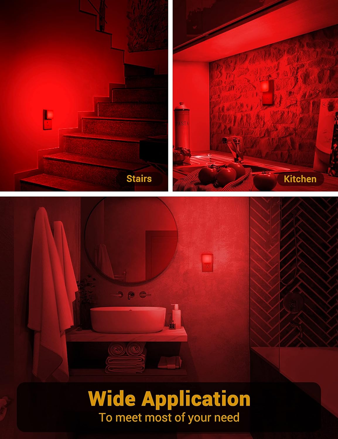 Jandcase Red Night Light, Red Nightlight[2 Pack],0.3W Led Night Light With Auto Light Sensor,Night Lamp Plug Into Wall For Bedroom,Corridor,Hallway,Non-Dimmable