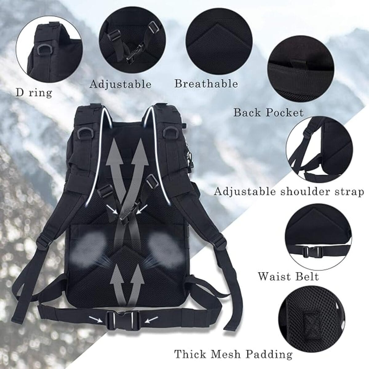 Military Tactical Backpacks For Hiking And Heavy Duty Use 1005006260044590_30L _Black