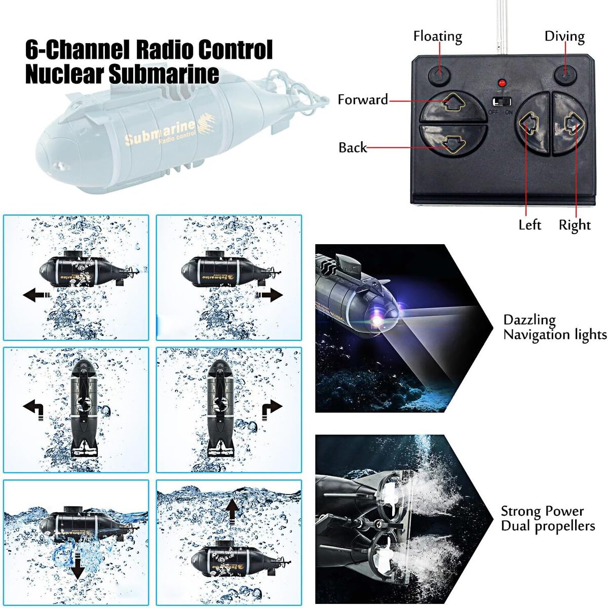 Electric Remote Control Submarine for Pool - Underwater mini Toy