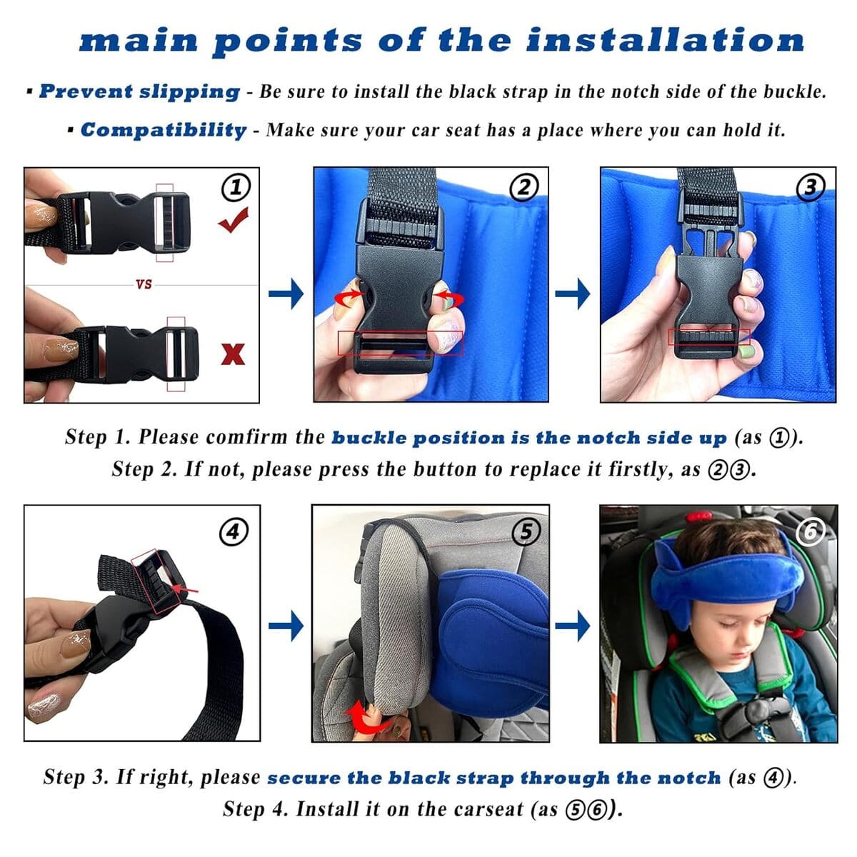 Adjustable Car Seat Sleeping Head Support for Child Safety (2+ Y) 257970