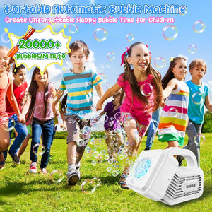 Panacare Portable Bubble Machine For Kids Automatic Bubble Maker Blower With Bubble Solution / 20000+ Bubbles Per Minute Bubble Toys For Ideal Outdoor Party Birthday Gift For Toddlers