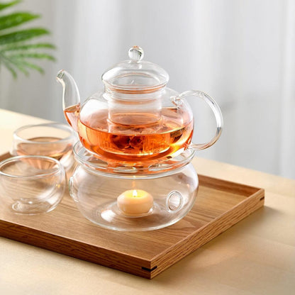 Heat-Resistant Glass Teapots with Infuser for Stove - Elegant, Clear, Modern (400/600/800/1000ml)