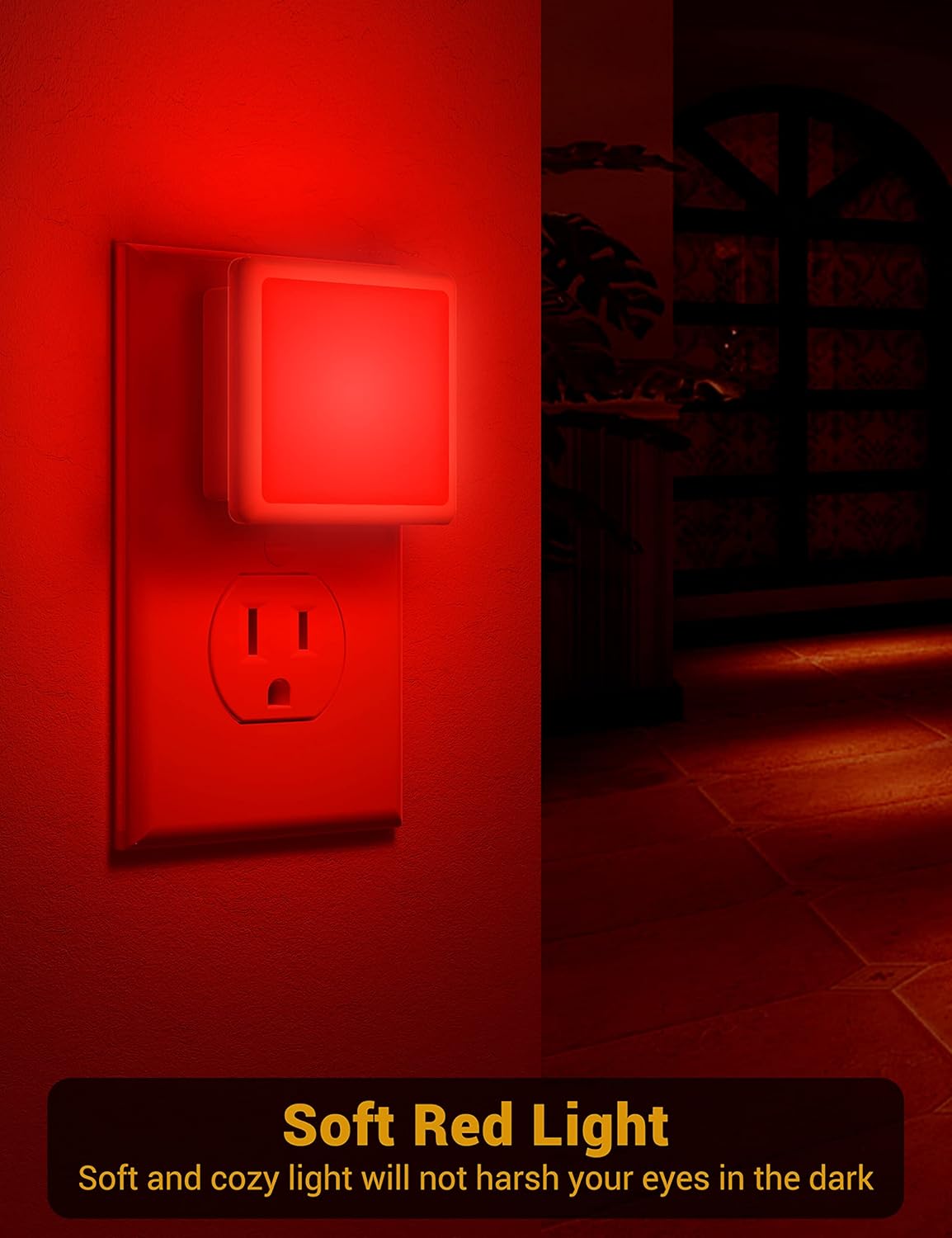 Jandcase Red Night Light, Red Nightlight[2 Pack],0.3W Led Night Light With Auto Light Sensor,Night Lamp Plug Into Wall For Bedroom,Corridor,Hallway,Non-Dimmable