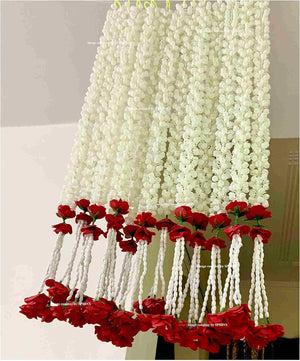 Sphinx Artificial Jasmine Buds & Clustered Rose Strings ( White, Pack Of 6,2.5 Ft Each) ( White, 6)