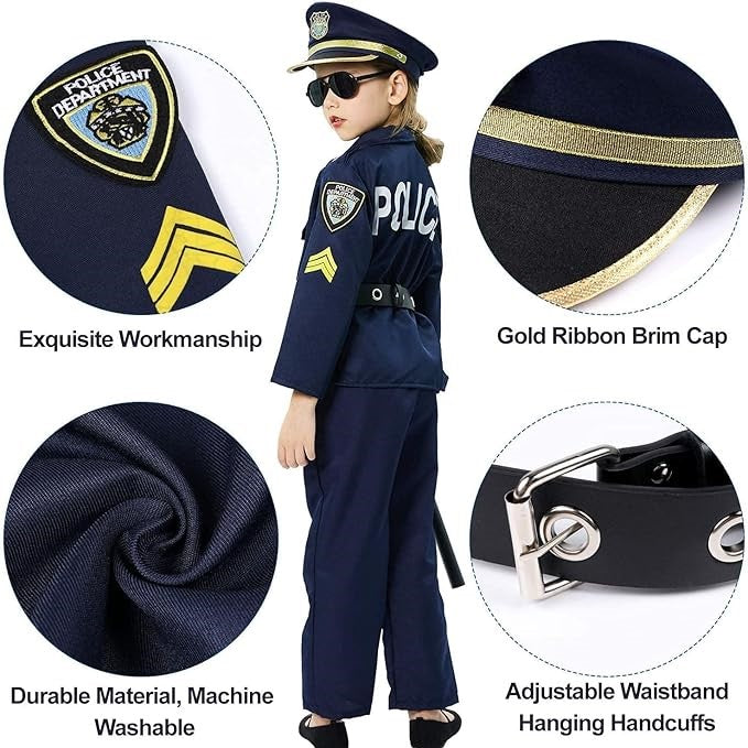 Childs Police Costume Real Junior Cop Outfit for Halloween