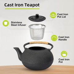 Japanese Cast Iron Teapot with Infuser - Heat Retaining (600/800/1200ml)